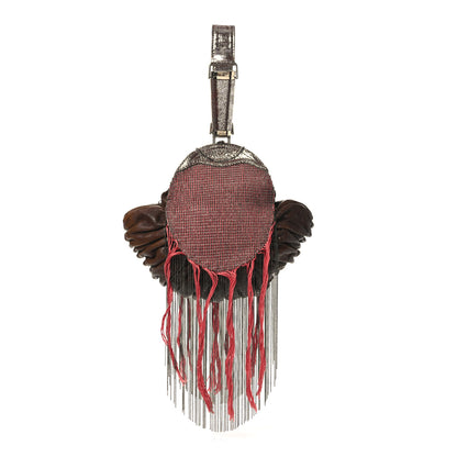 Fendi Nappa Nuvolata Beaded Fringe Spy Clutch Brown Red 1 of 11