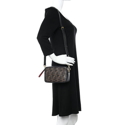 Fendi Vitello Century Bi-Color FF 1974 Embossed Mini Camera Case Maya Black 2 of 10