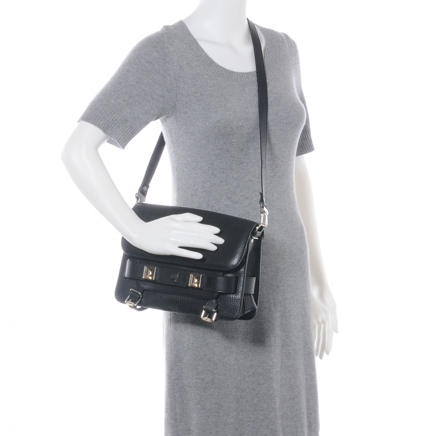 Proenza Schouler Textured Leather PS11 Shoulder Bag Black 2 of 9