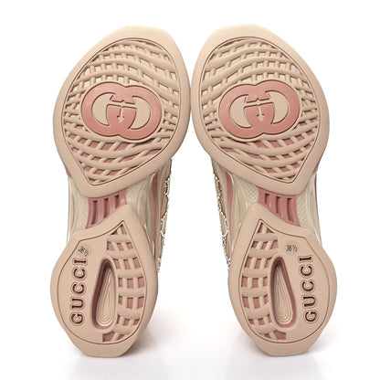 Gucci Tela Retino Mesh Crystal Suede GG Monogram Womens Gucci Run Sneakers 36.5 Light Powder Skin Rose Silver 6 of 8
