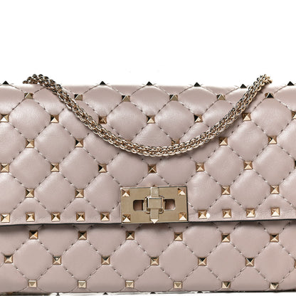 Valentino Garavani Lambskin Rockstud Spike Wallet on Chain Poudre 6 of 9