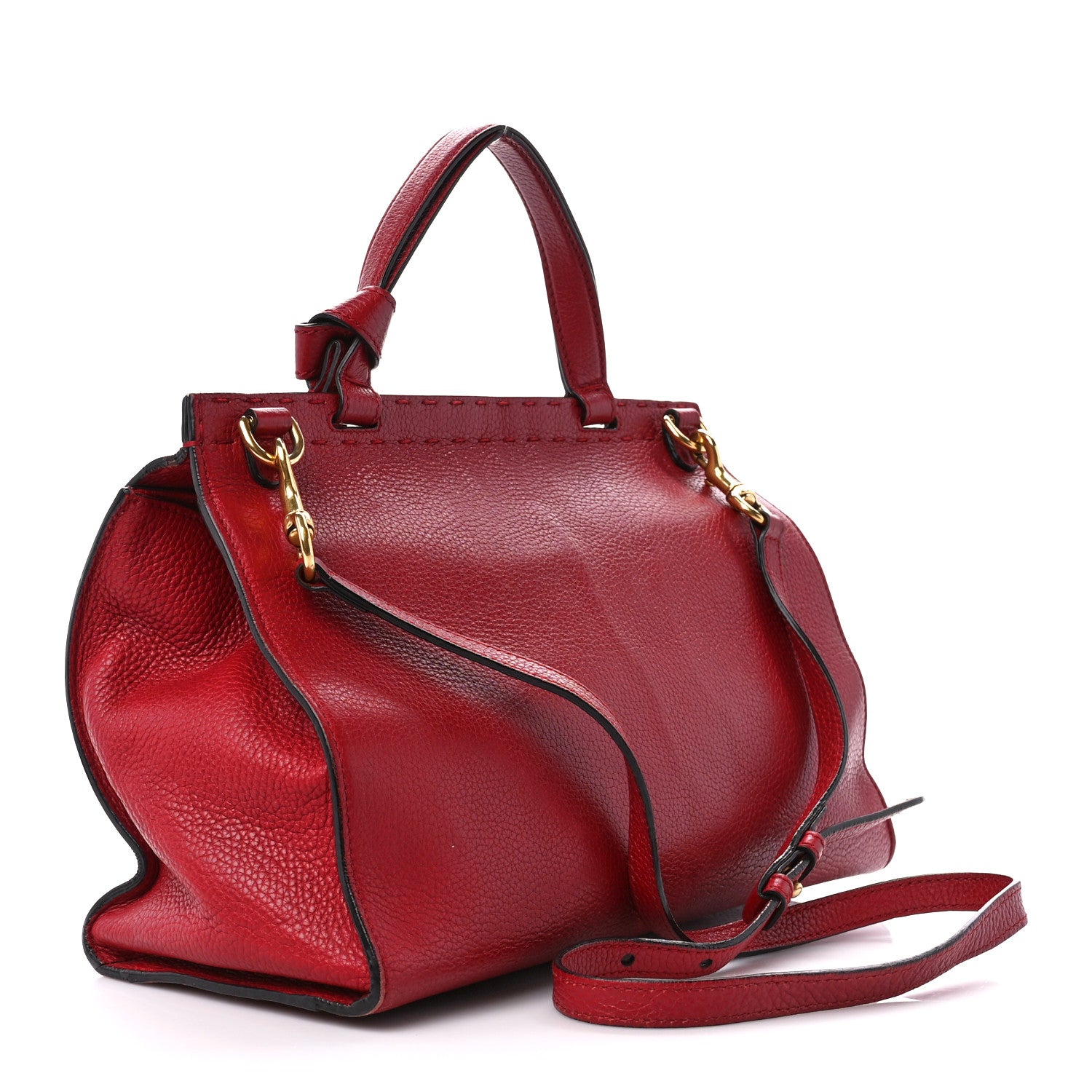 Gucci Calfskin Small GG Marmont Top Handle Bag Vulcanic Red 3 of 14