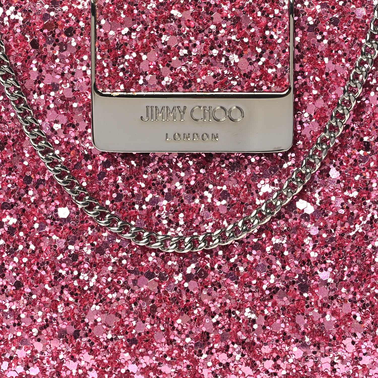 Jimmy Choo Coarse Glitter Clutch Pink 8 of 10