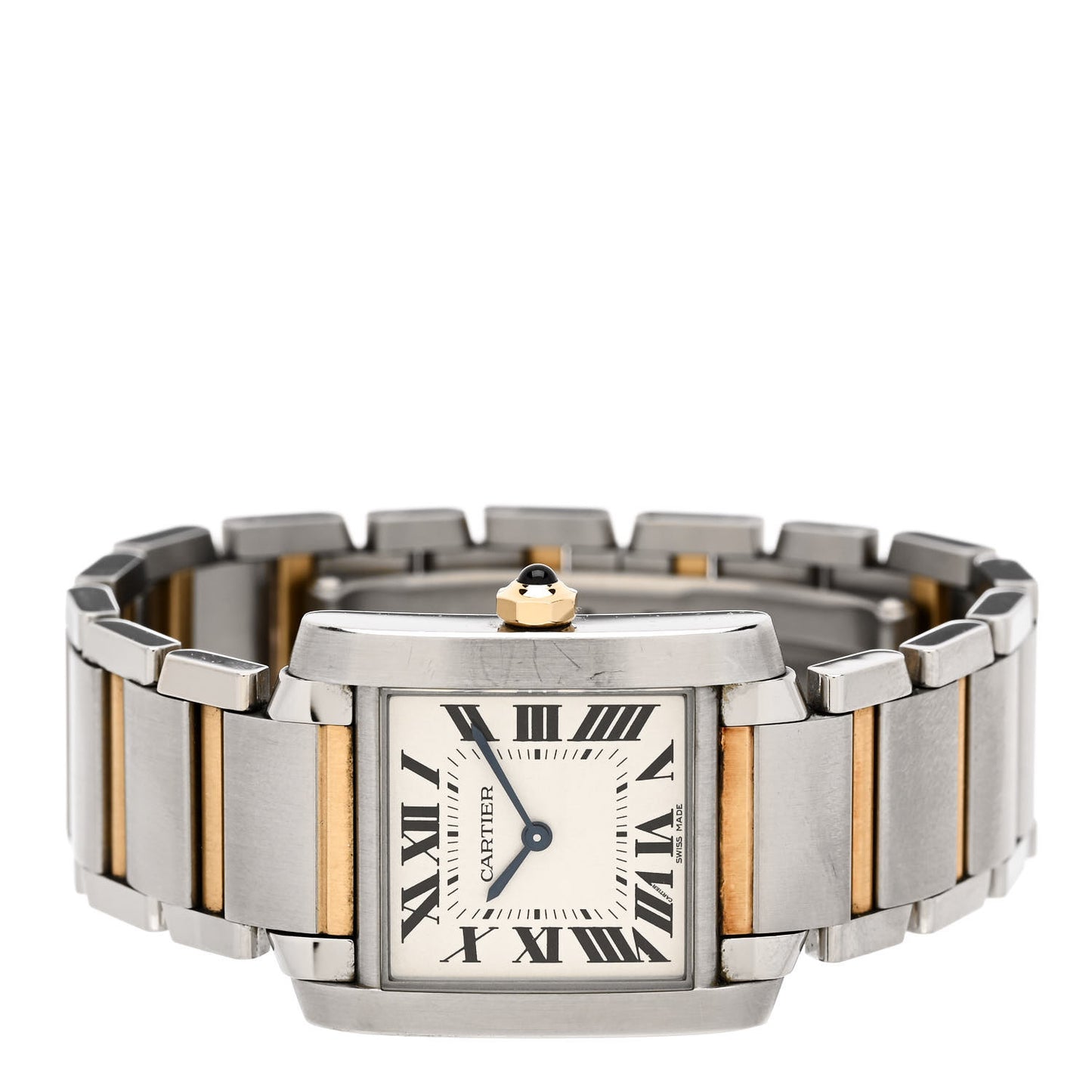 Stainless Steel 18K Yellow Gold 25mm Tank Francaise Quartz Watch