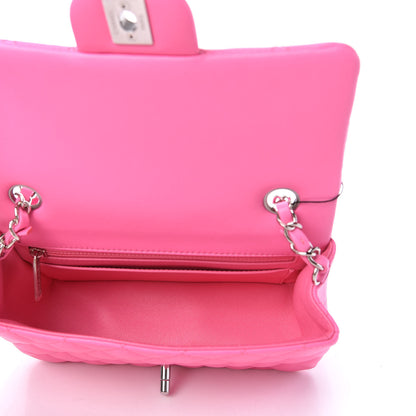 Chanel Lambskin Quilted Mini Rectangular Flap Neon Pink 5 of 10