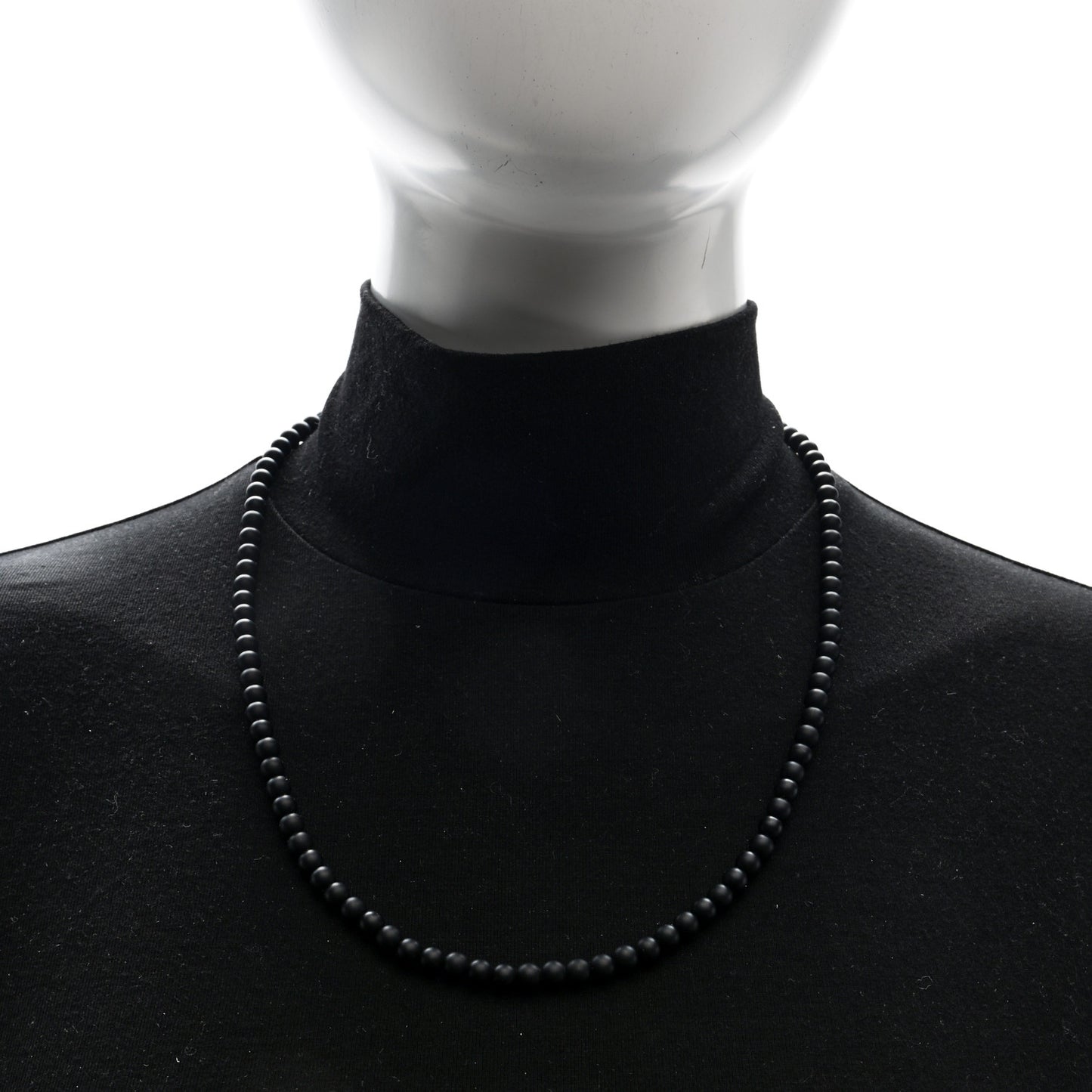 Sterling Silver Black Onyx 5mm Spiritual Beads Necklace