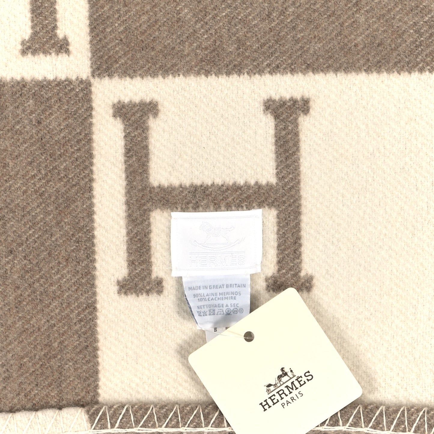 Wool Cashmere Avalon Baby Blanket Noisette Moyen White
