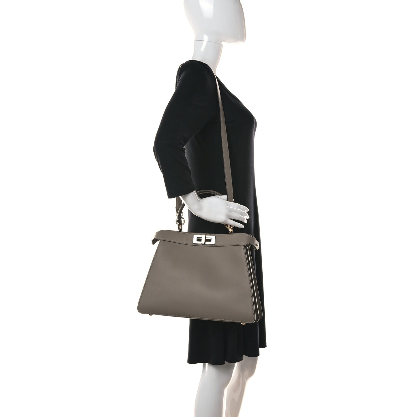 Vitello Seta Chenille FF Medium Peekaboo I SEE U Satchel Tortora Nuvola