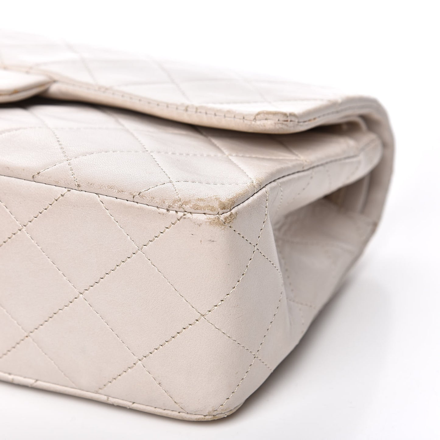 Lambskin Quilted Small Double Flap White