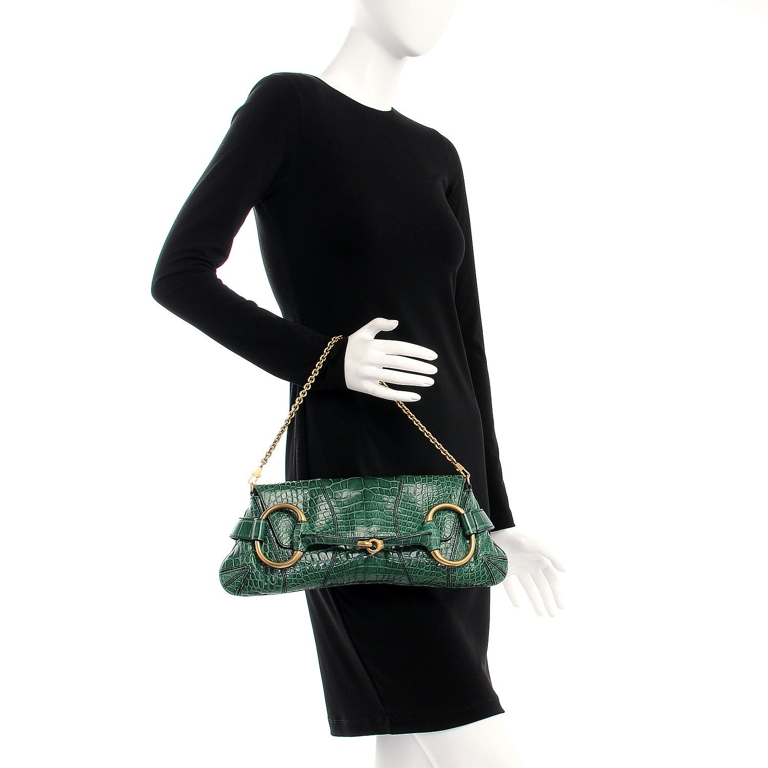 Gucci Alligator Horsebit Clutch Green 2 of 7