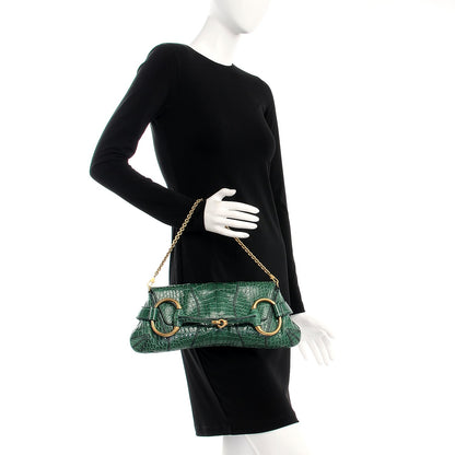 Gucci Alligator Horsebit Clutch Green 2 of 7