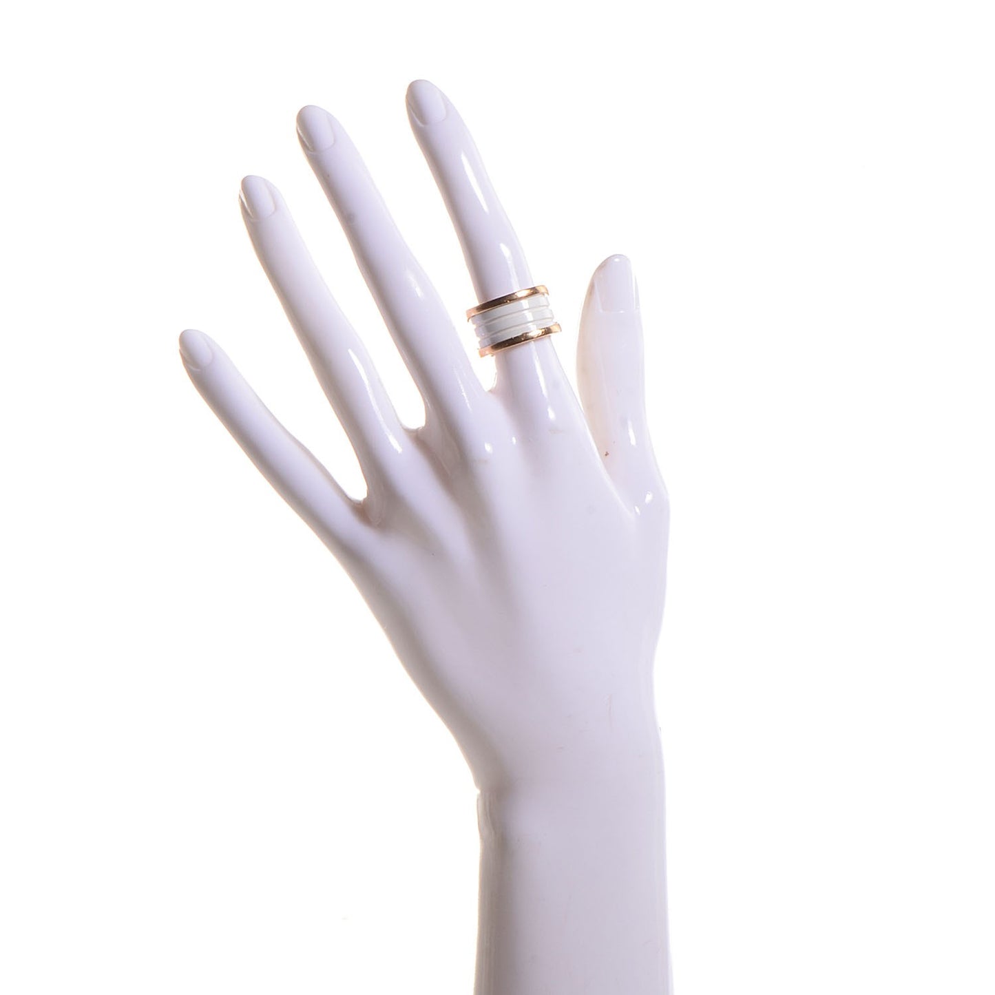 18K Rose Gold White Ceramic B.Zero1 Four-Band Ring 50 5.5
