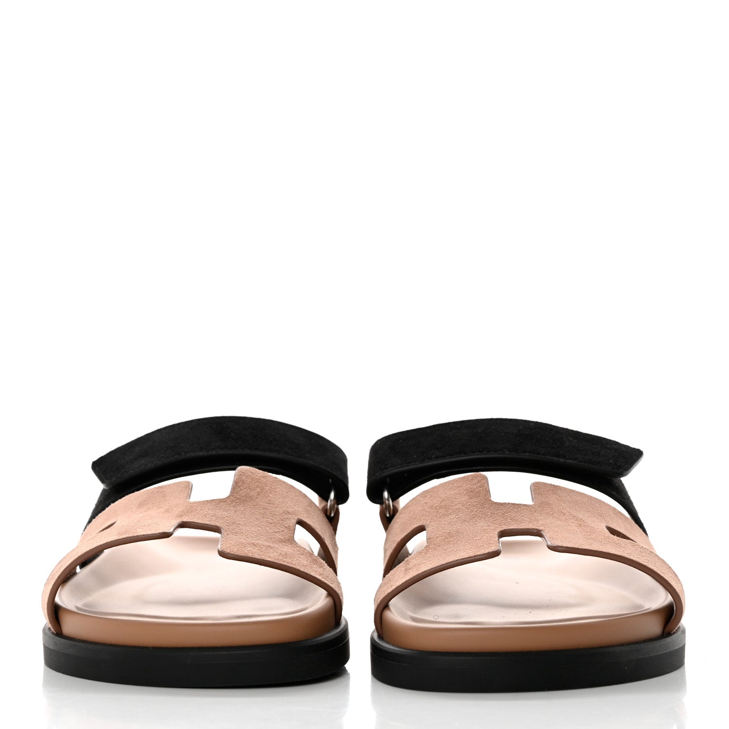 Hermes Suede Goatskin Womens Chypre Sandals 36 Rose Perle Black 2 of 9