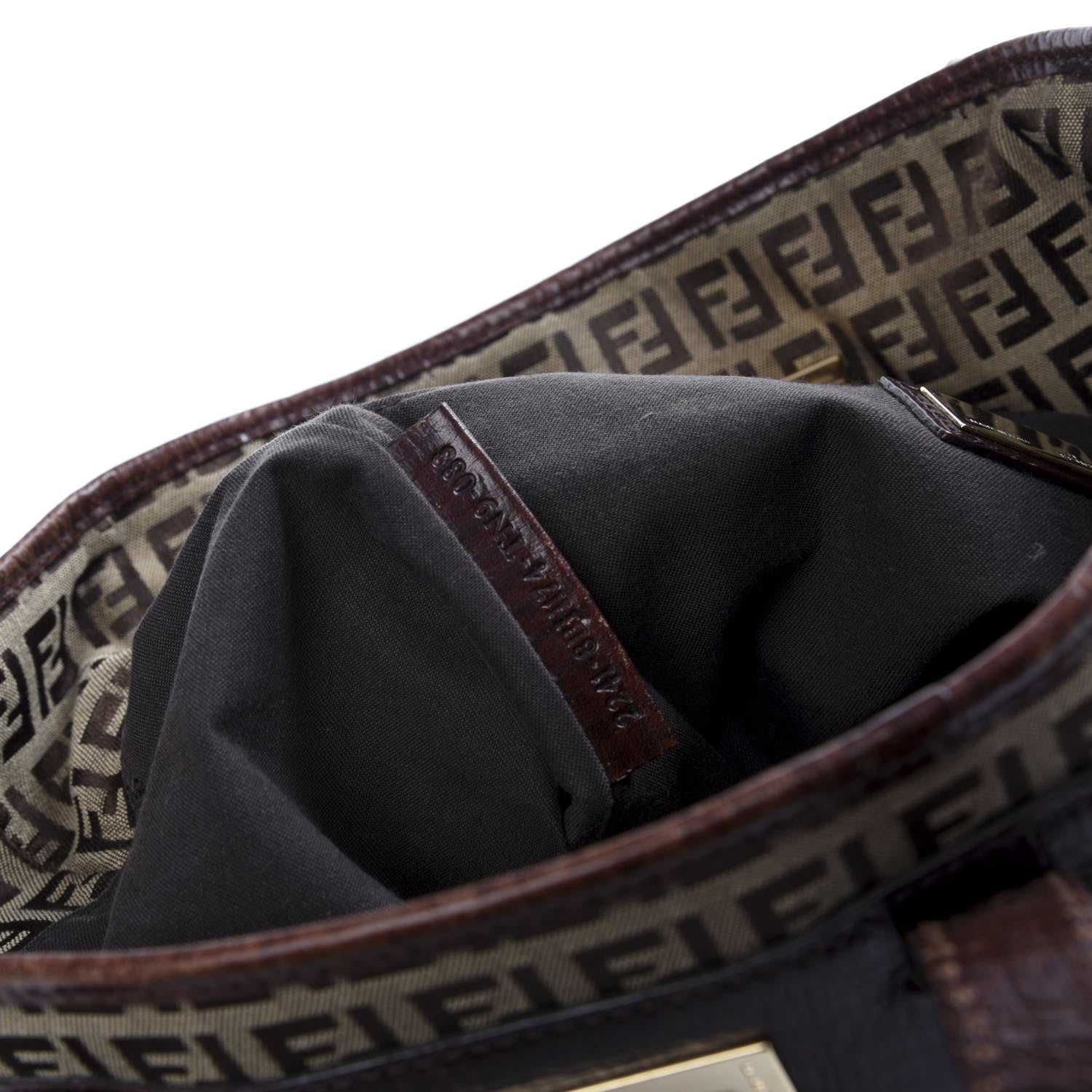 Fendi Zucchino Vitello Tote Mogano Panna Bruciato 7 of 11
