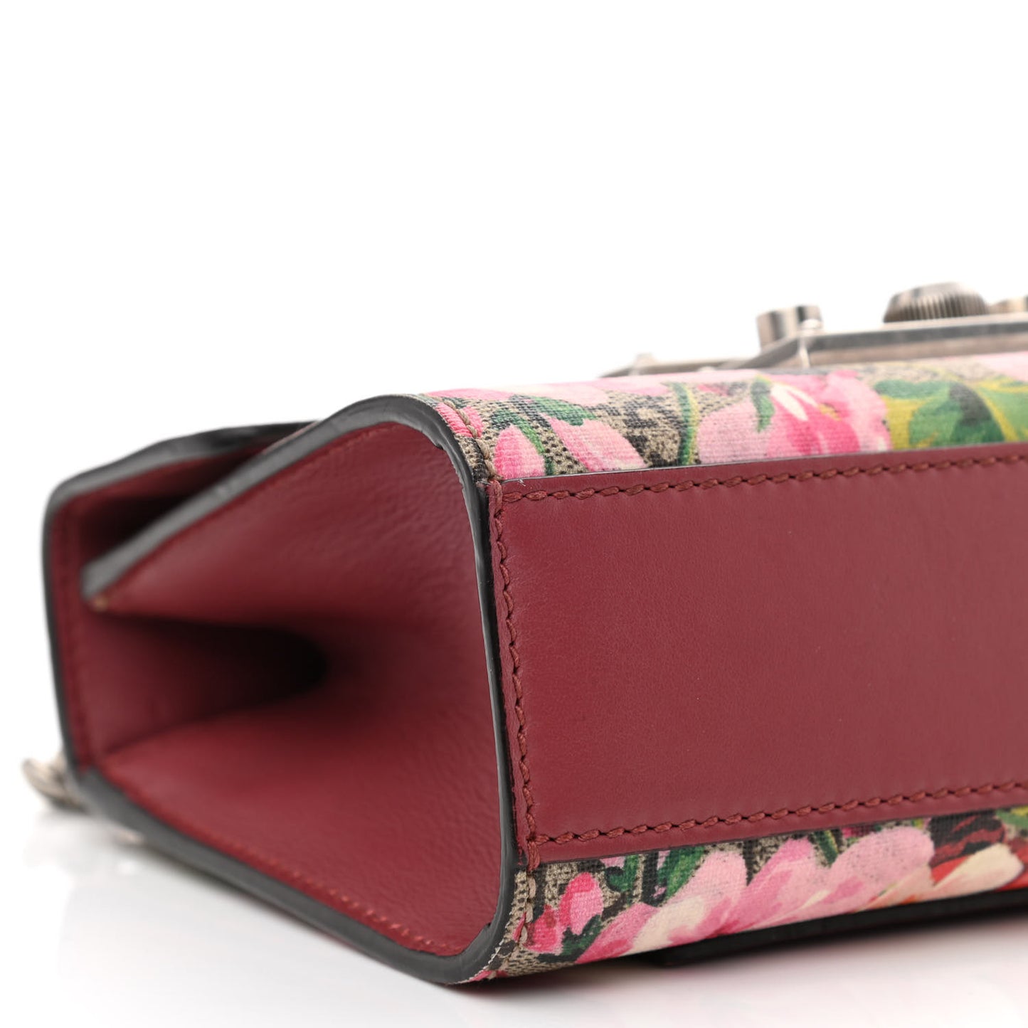 GG Supreme Monogram Blooms Small Padlock Shoulder Bag Beige Multicolor Dry Rose