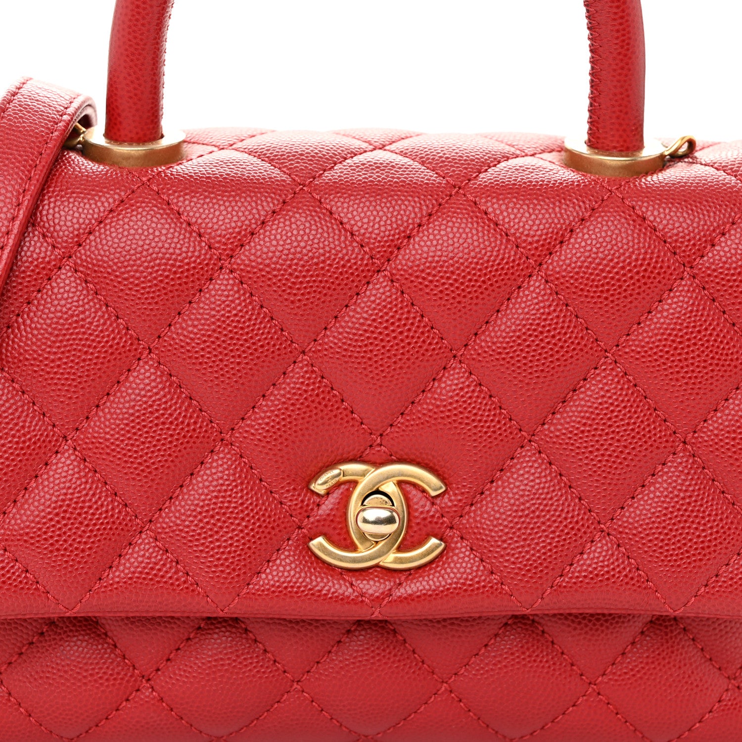 Chanel Caviar Quilted Mini Coco Handle Flap Red 8 of 10