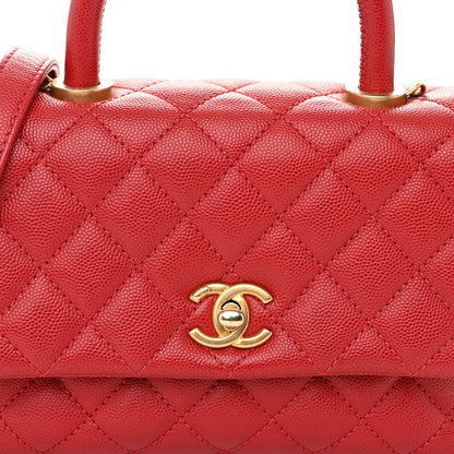 Chanel Caviar Quilted Mini Coco Handle Flap Red 8 of 10