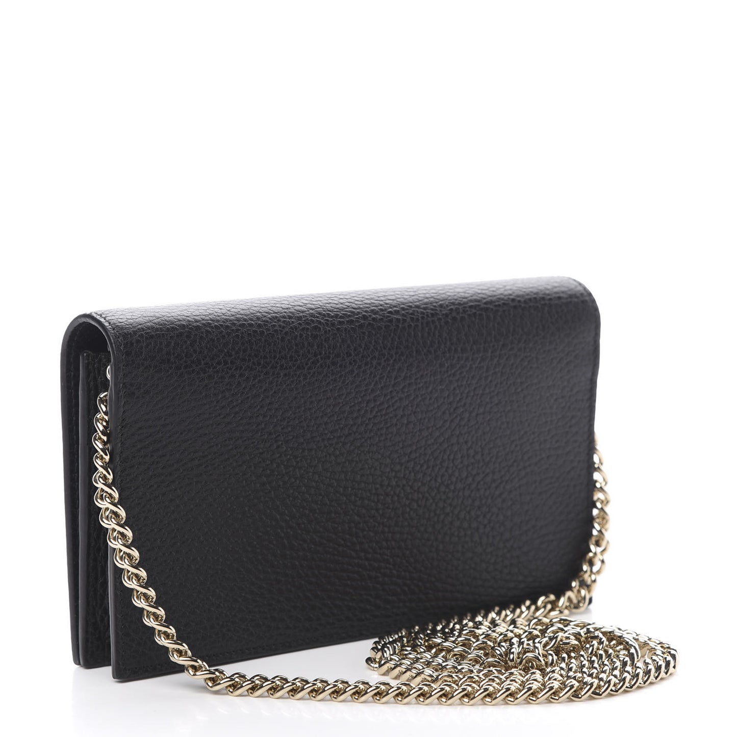 Dollar Calfskin Medium Betty Chain Wallet Black