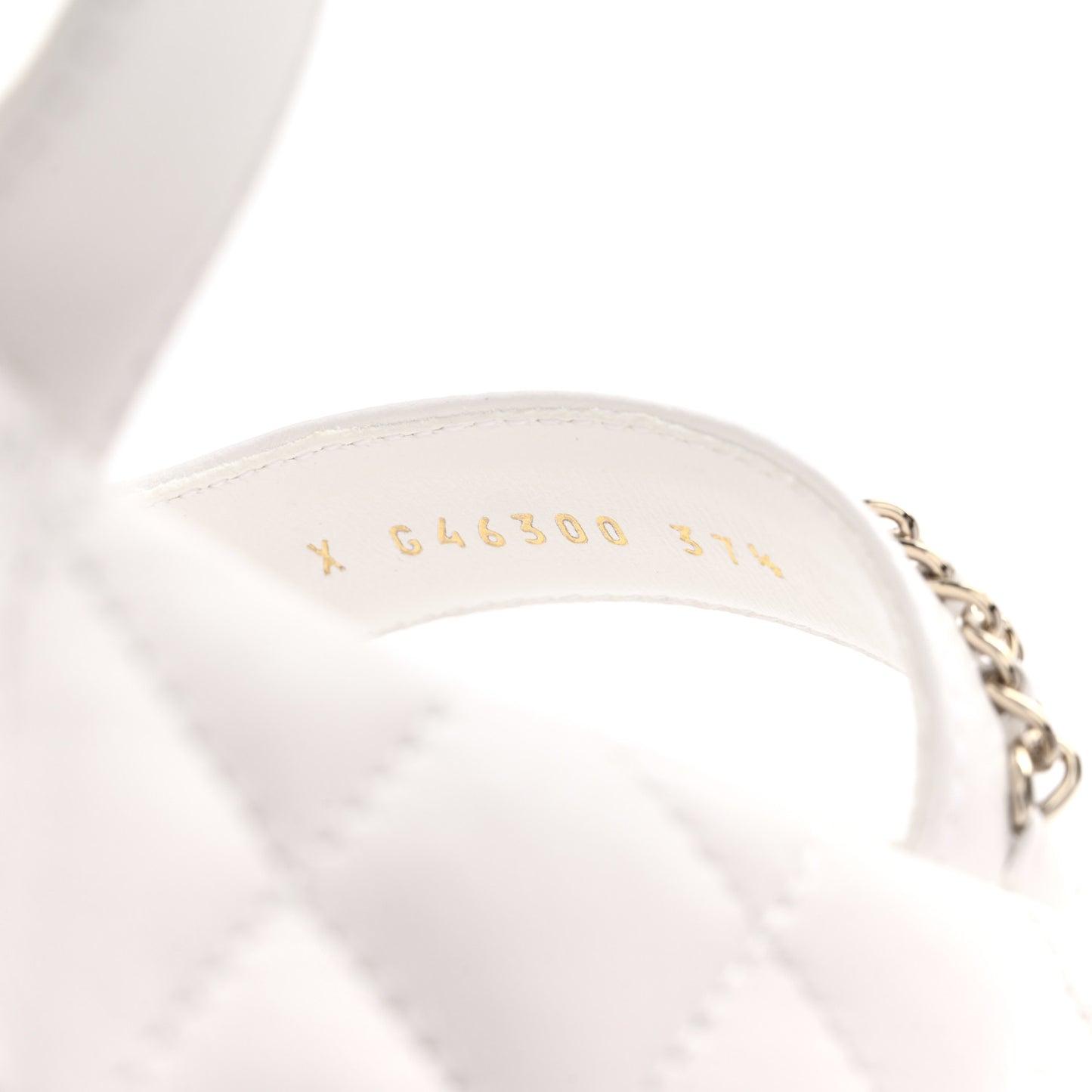 Lambskin Quilted Chain CC Platform Sandals 37.5 White