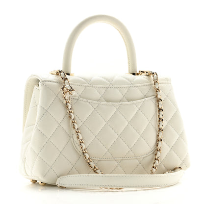 Chanel Caviar Quilted Mini Coco Handle Flap White 3 of 12