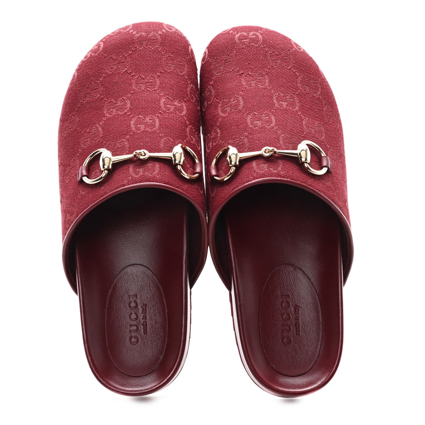 GG Supreme Monogram Womens Horsebit Slippers 36.5 Rosso Ancora