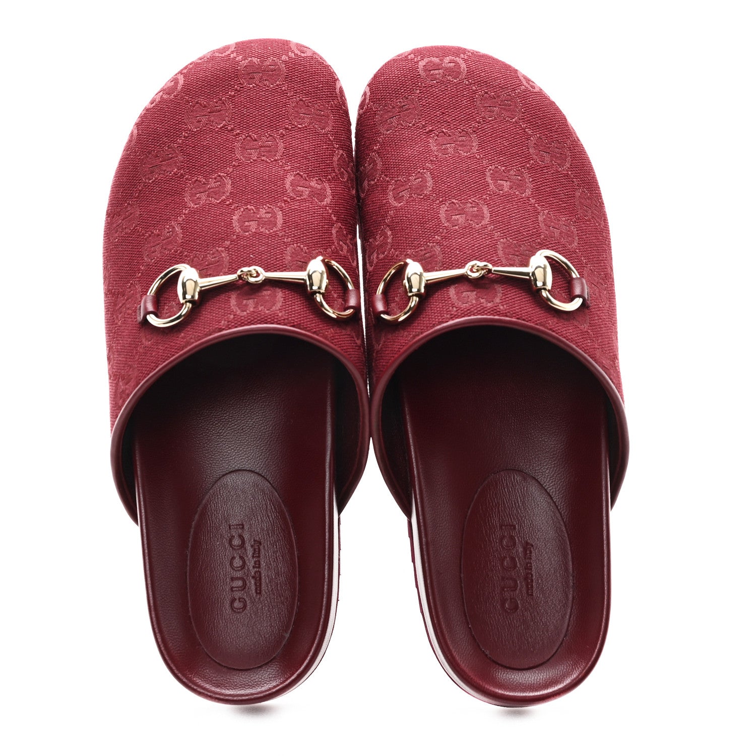 Gucci GG Supreme Monogram Womens Horsebit Slippers 36.5 Rosso Ancora 2 of 11