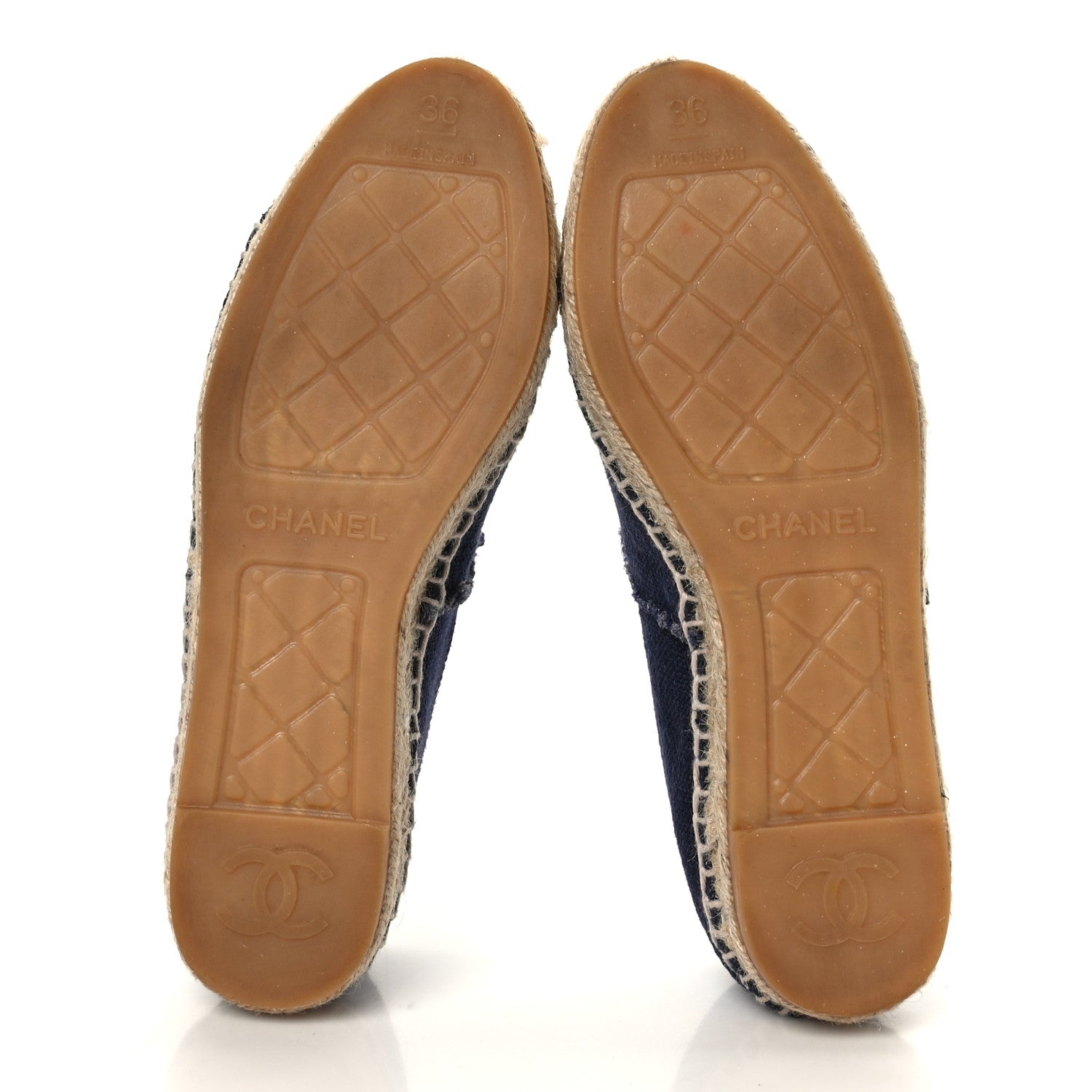 Chanel Denim Toile Embossed CC Espadrilles 36 Navy Black 5 of 8