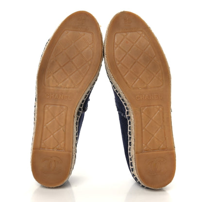 Chanel Denim Toile Embossed CC Espadrilles 36 Navy Black 5 of 8