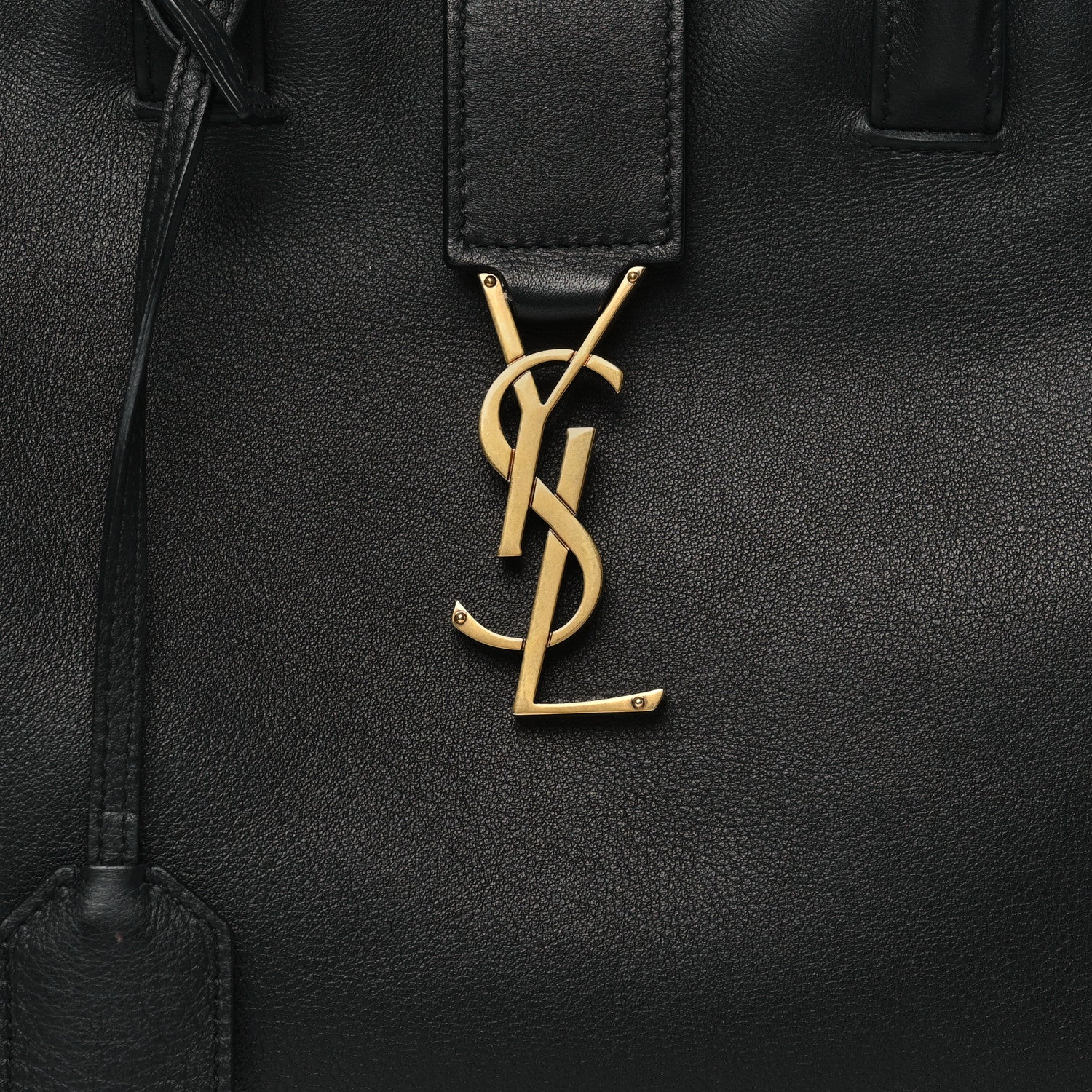 Saint Laurent Calfskin Suede Small Monogram Downtown Cabas Black 8 of 10