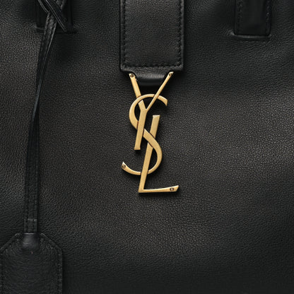 Saint Laurent Calfskin Suede Small Monogram Downtown Cabas Black 8 of 10