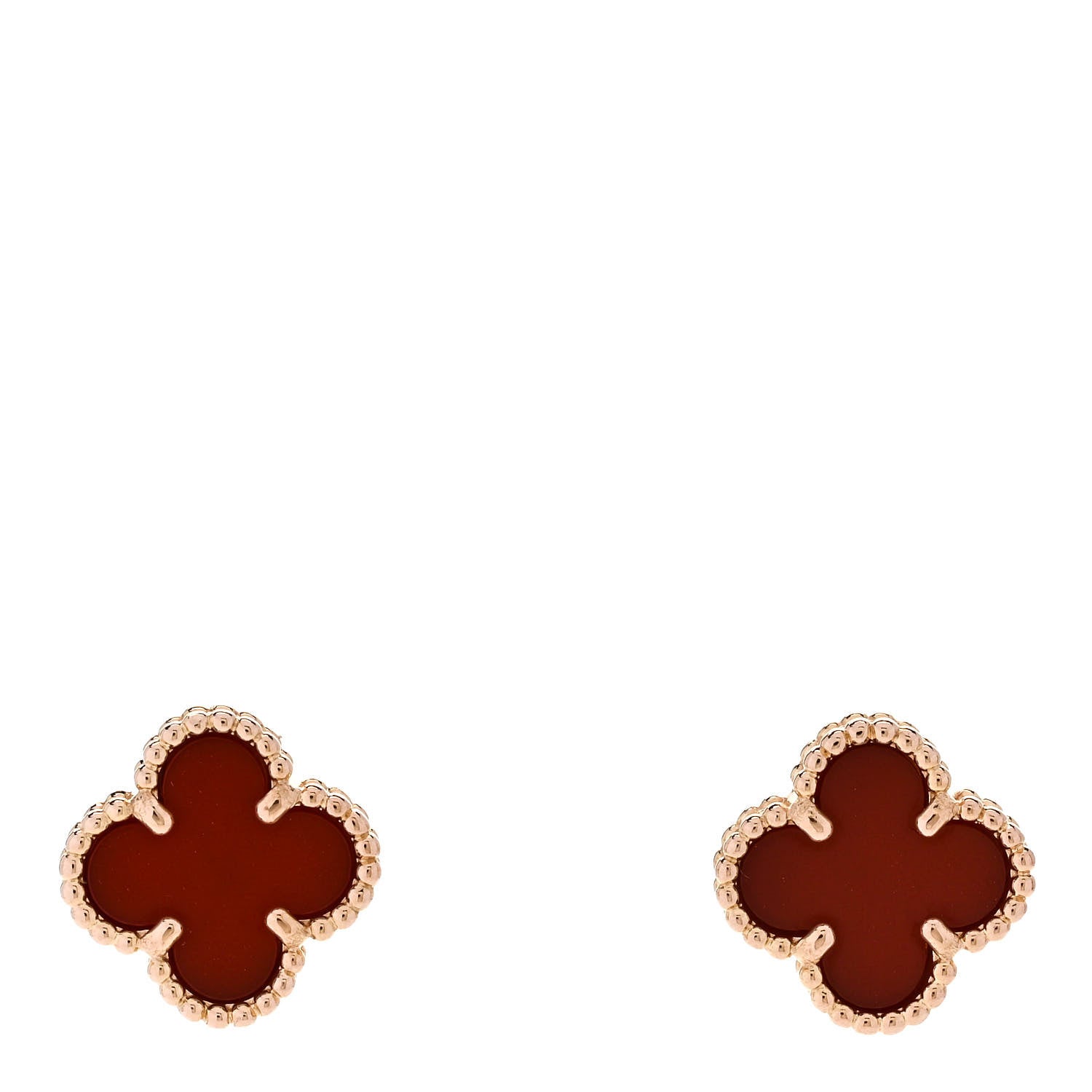 Van Cleef & Arpels 18K Rose Gold Carnelian Sweet Alhambra Earrings 1 of 5