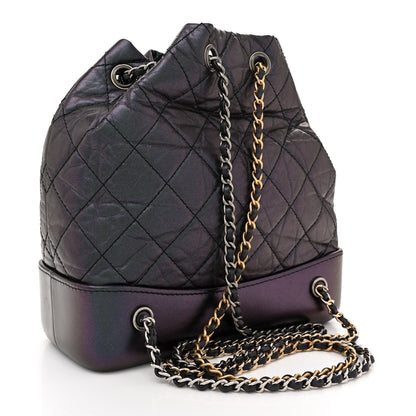 Chanel Iridescent Aged Calfskin Quilted Small Gabrielle Backpack Dark Purple 3 of 13