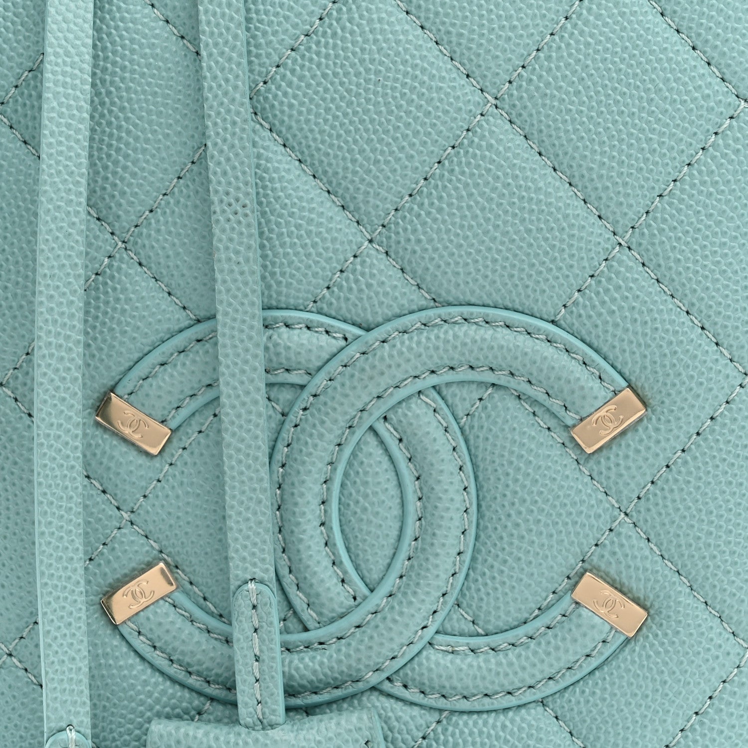 Chanel Caviar Quilted CC North South Filigree Vanity Case Light Blue 8 of 11