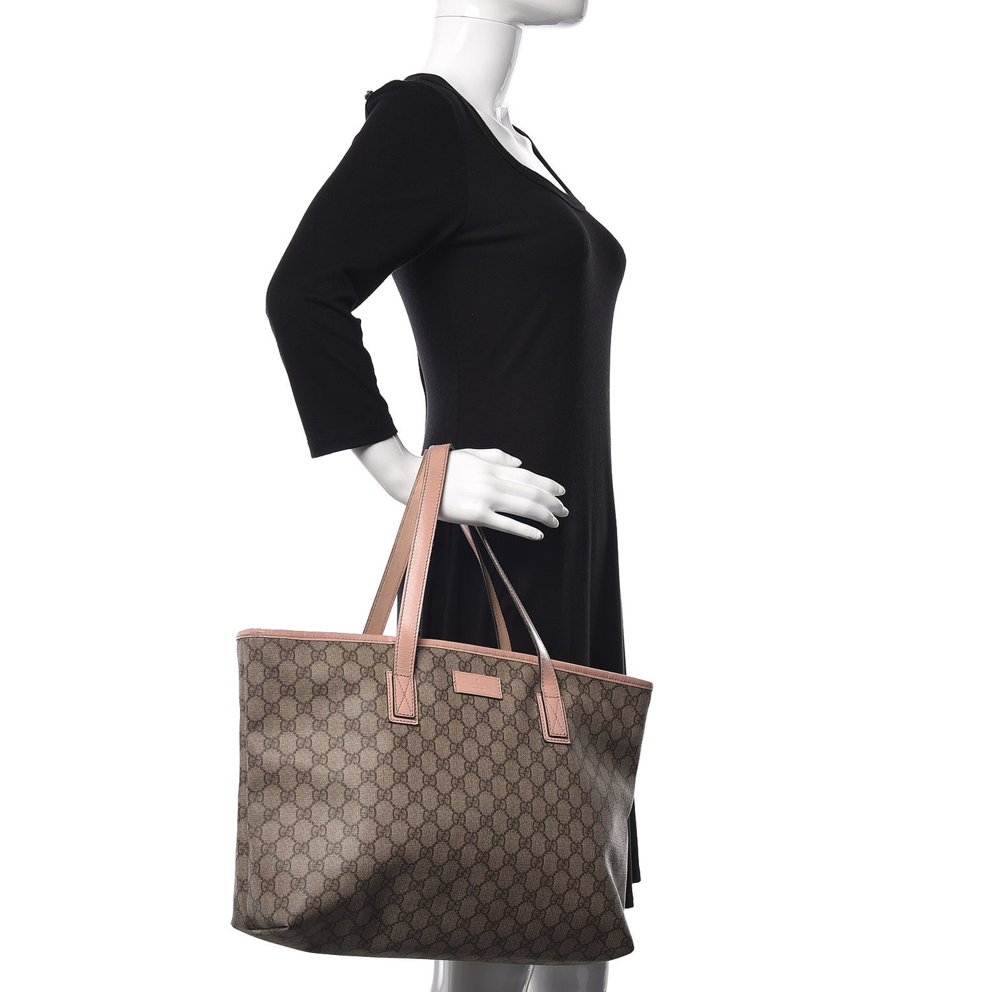 GG Supreme Monogram Medium Zippered Shopping Tote Pink