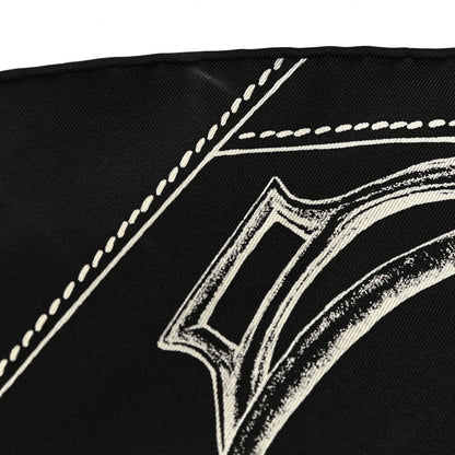 Hermes Silk Projets Carres Scarf 90 Black White 6 of 7