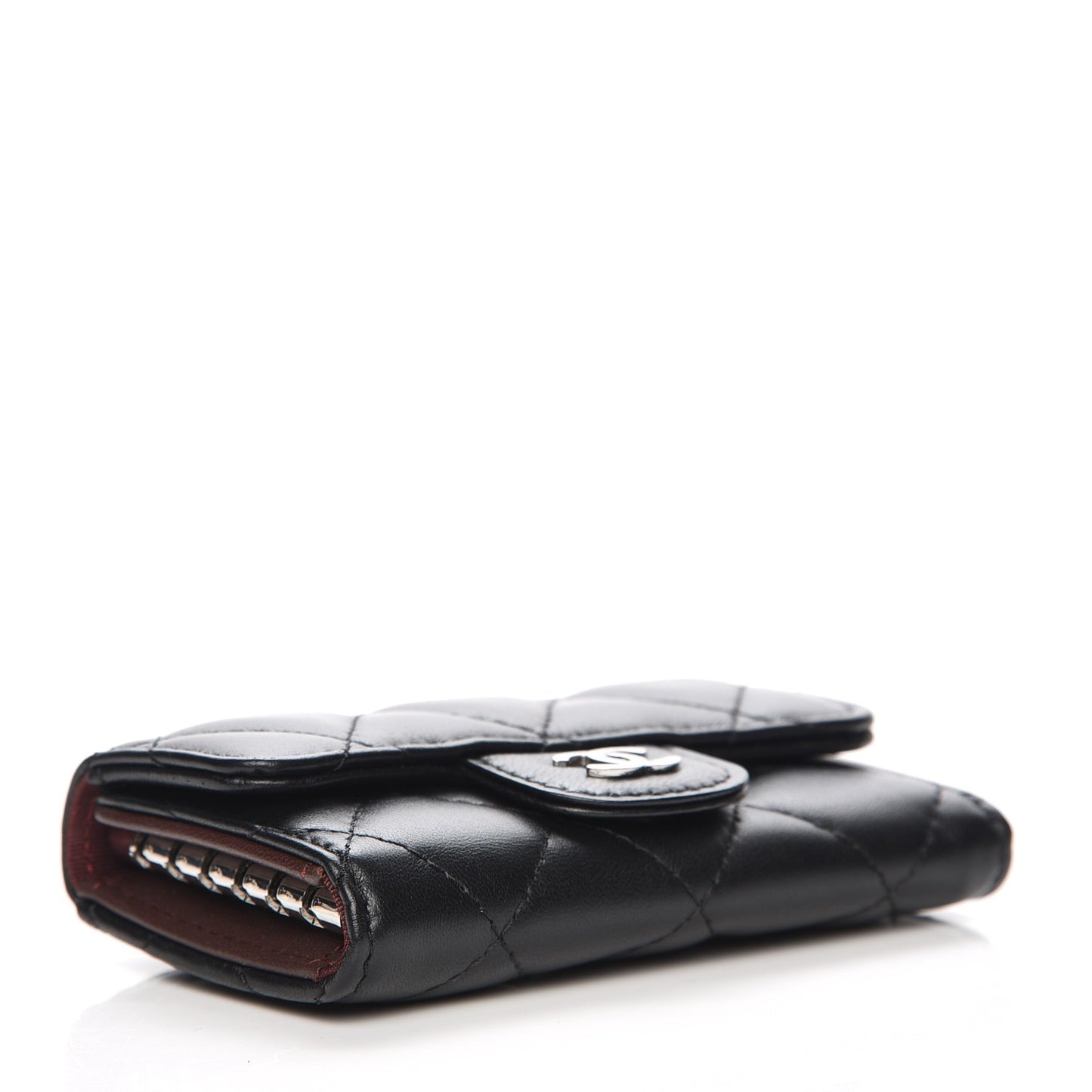 Lambskin Quilted 6 Key Holder Black