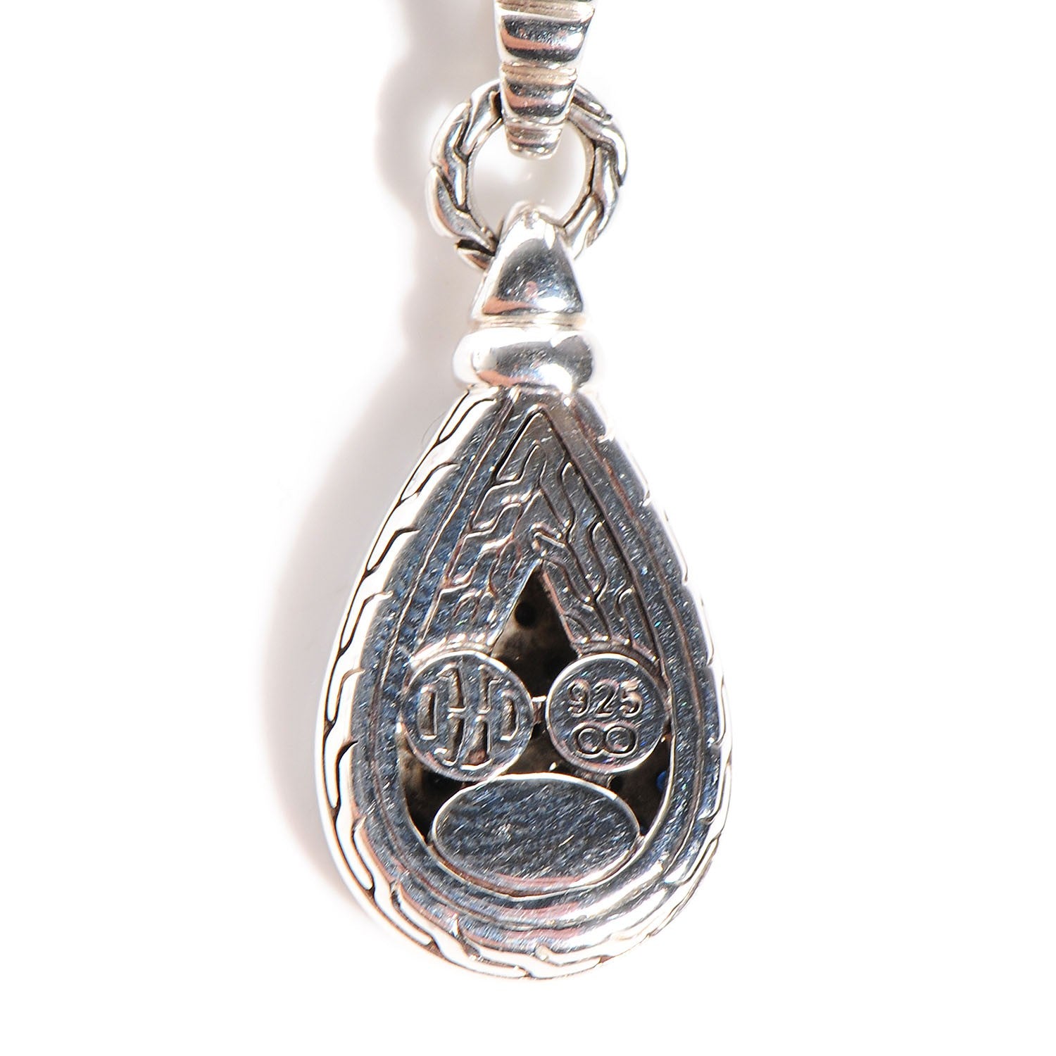 John Hardy Sterling Silver Black Sapphire Small Bedeg Lava Drop Pendant Necklace 3 of 4