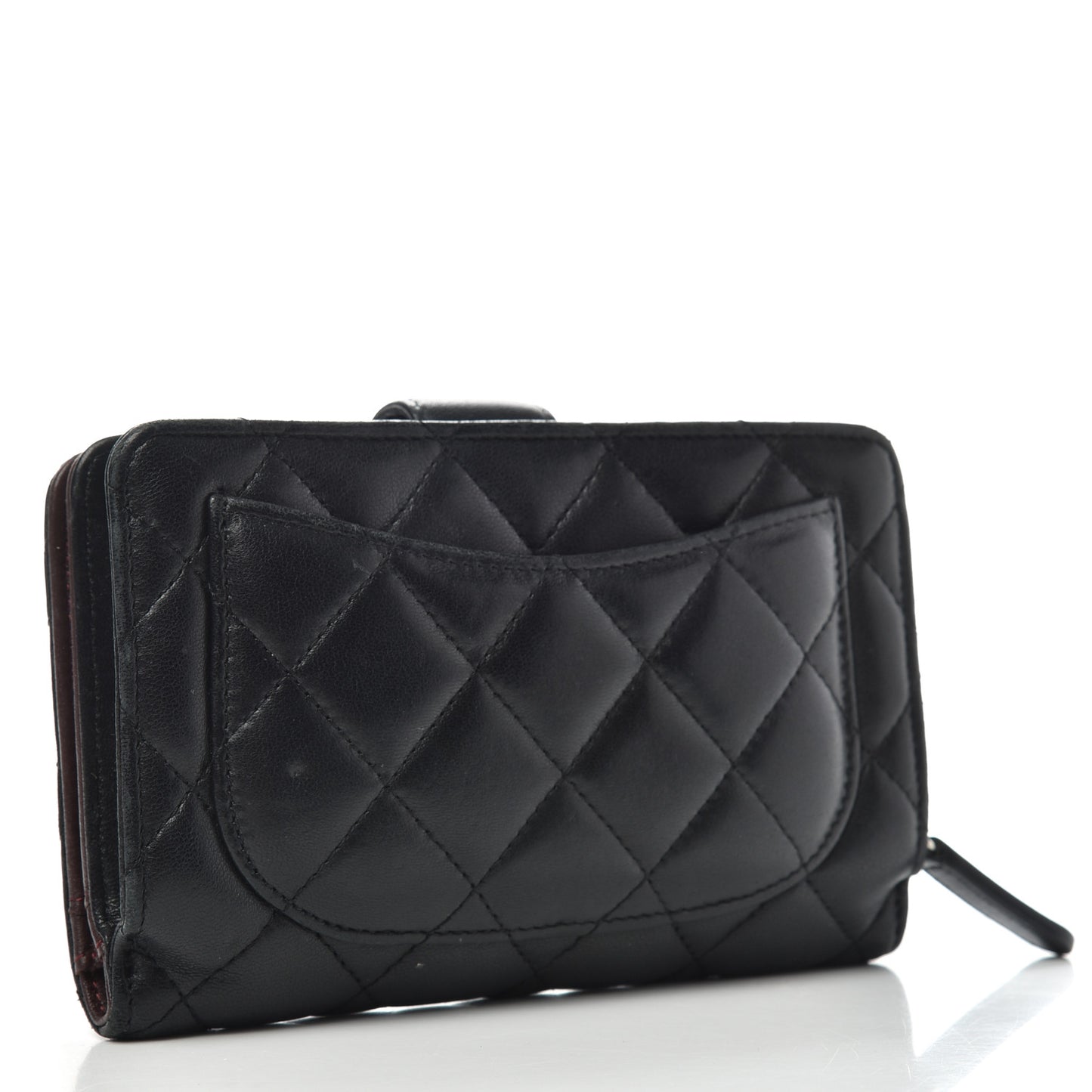 Lambskin Quilted Zipped Pocket Wallet Black