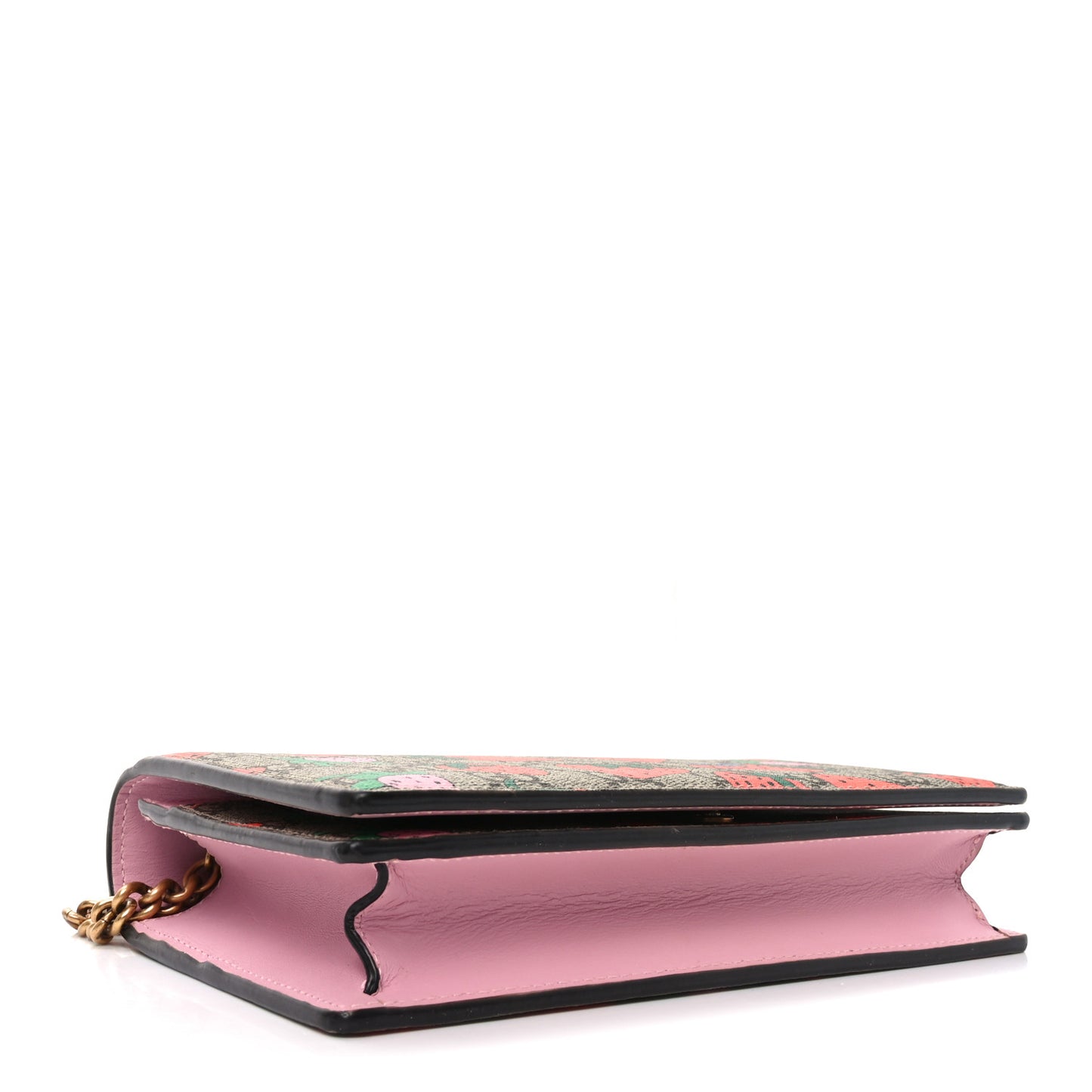 GG Supreme Monogram Strawberry Chain Wallet