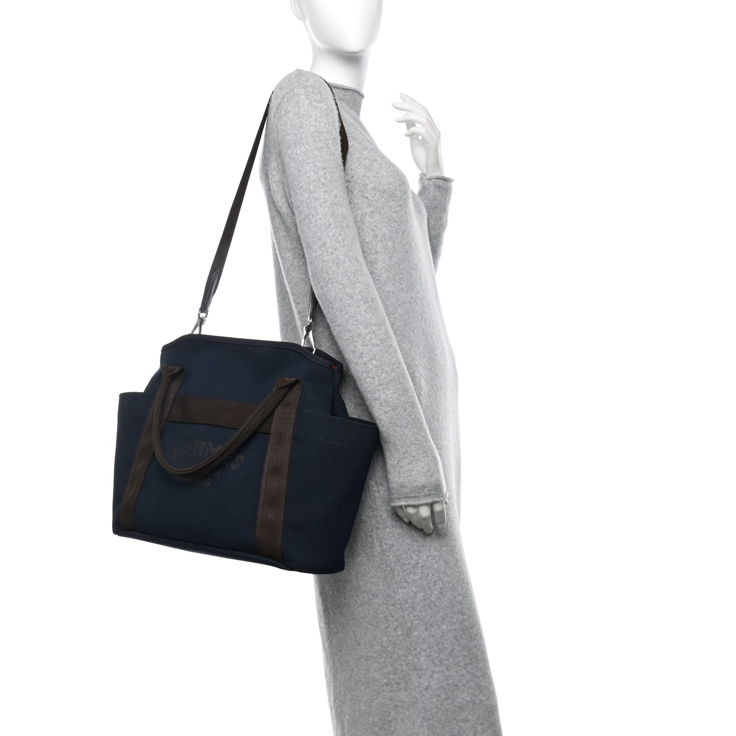 Hermes Toile Sac De Pansage Groom Bleu Navy Feu 2 of 18