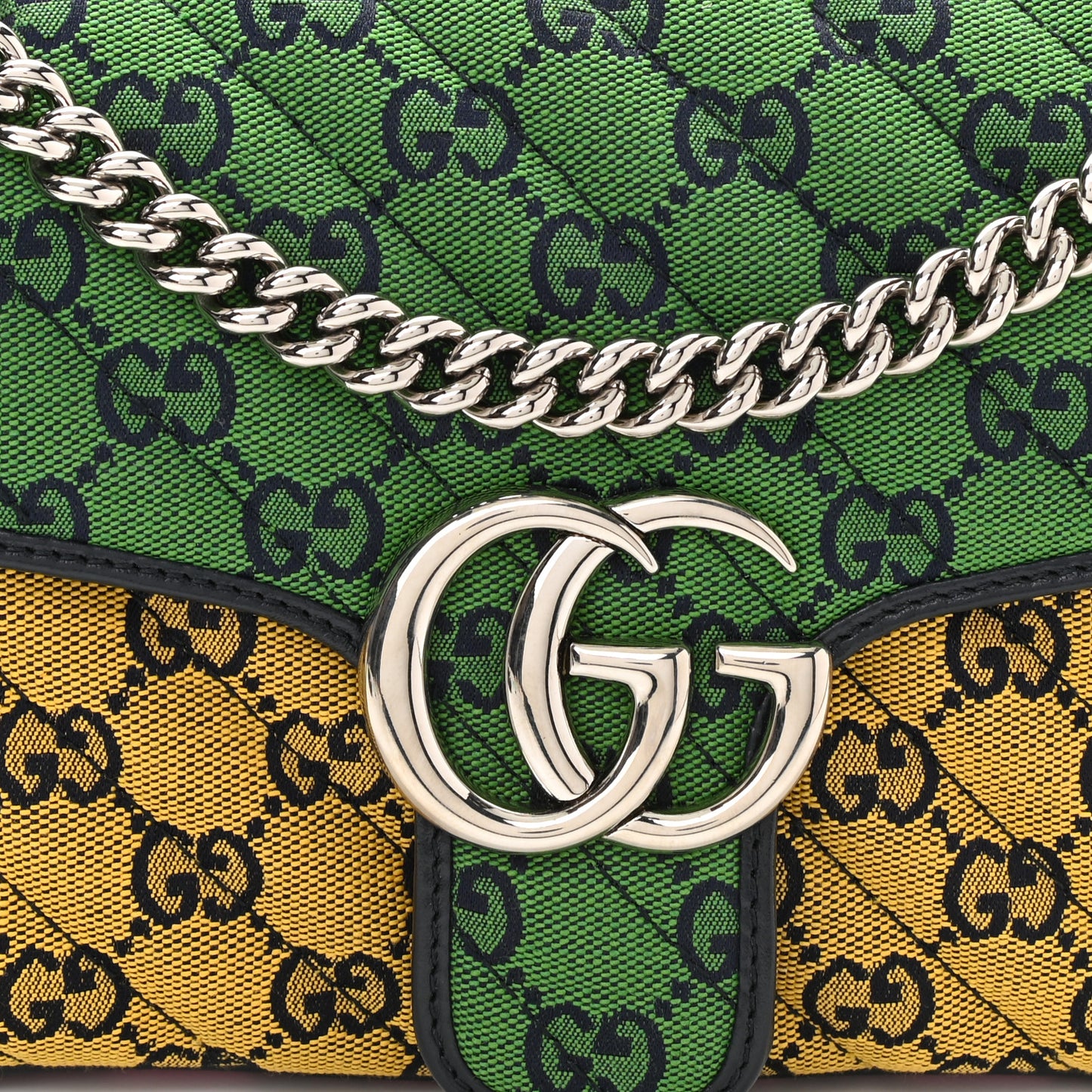 Monogram Multicolor Matelasse Diagonal Small GG Marmont Shoulder Bag Green Blue Yellow Light Blue Pink