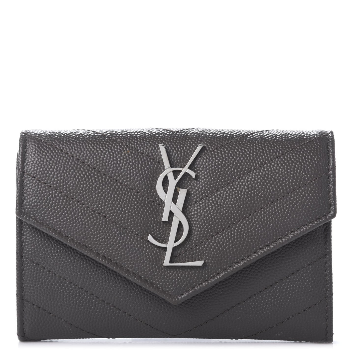 Grain De Poudre Matelasse Chevron Small Monogram Envelope Wallet Earth