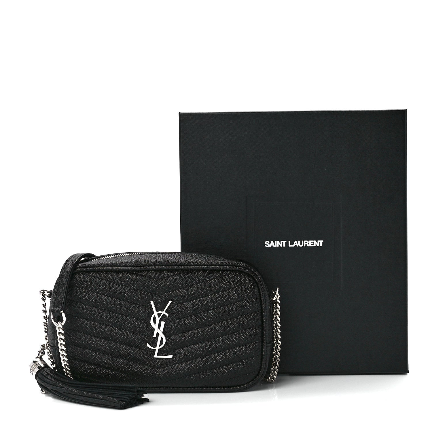 Saint Laurent Grain De Poudre Matelasse Monogram Mini Lou Camera Bag Black 12 of 12