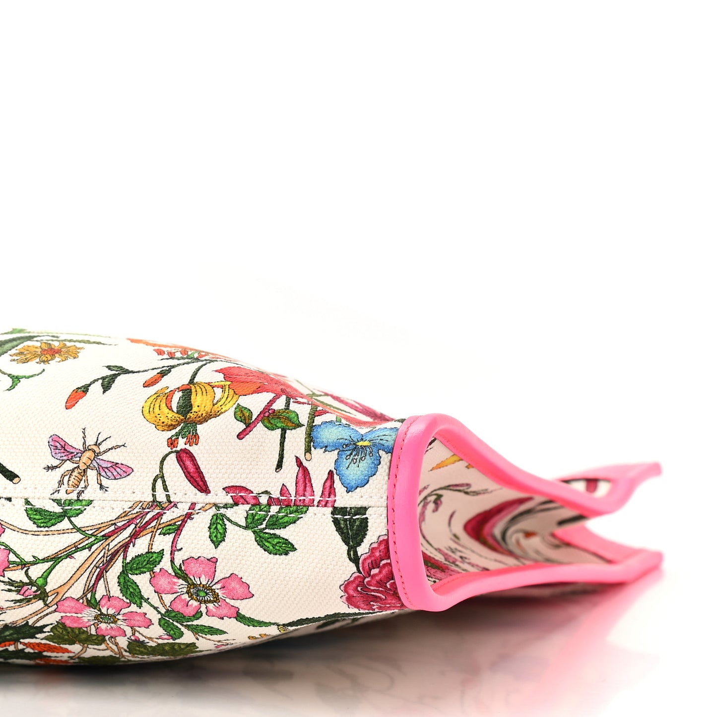Canvas Flora Large Rajah Chain Tote White Multicolor Fuxia Fluo