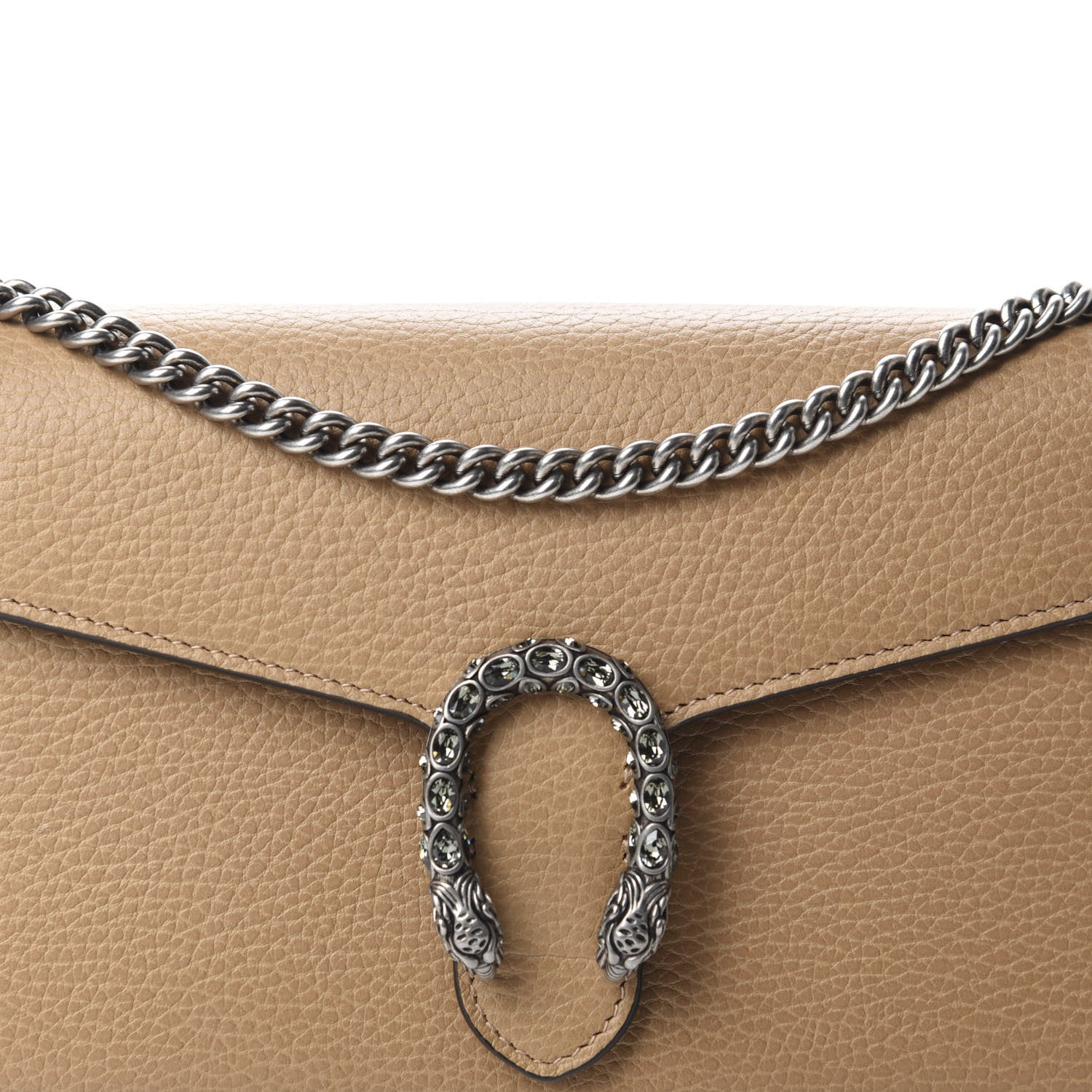 Gucci Dollar Calfskin Crystal Mini Dionysus Chain Wallet Natural Tan Black Diamond 10 of 11