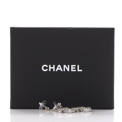 Chanel Baguette Crystal CC Drop Earrings Silver 5 of 5