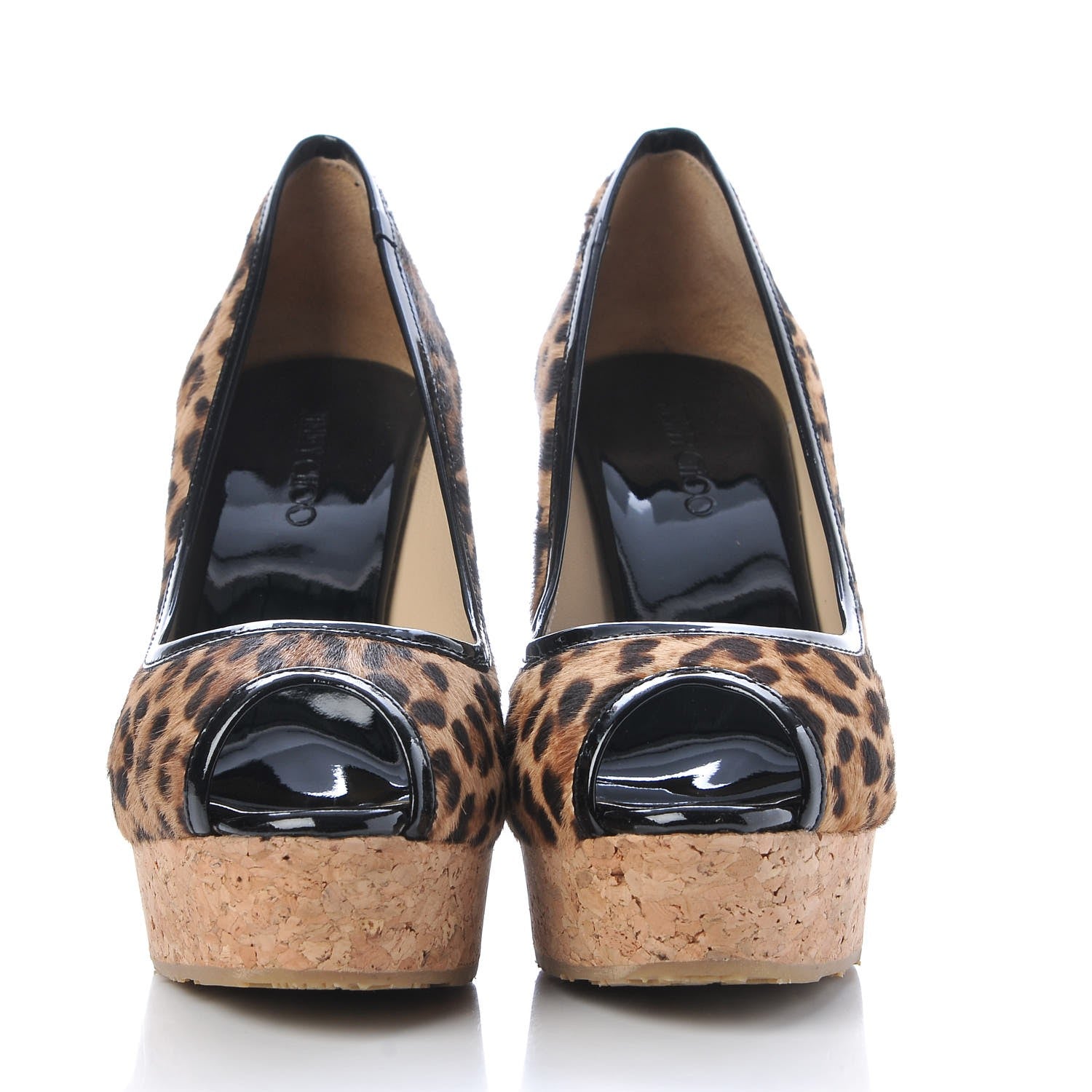 Jimmy Choo Calf Hair Leopard Print Papina 130 Wedge Sandals 37 2 of 9