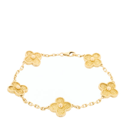 Van Cleef & Arpels 18K Yellow Gold 5 Motifs Vintage Alhambra Bracelet 1 of 5