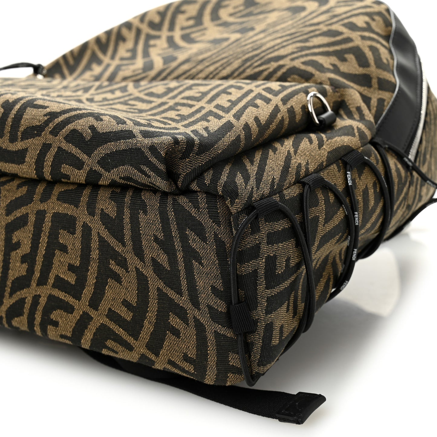 X SARAH COLEMAN Fabric Jacquard Vitello Grace Light Woven Lanyard FF Vertigo Pouch Pocket Backpack Tobacco Moro Black