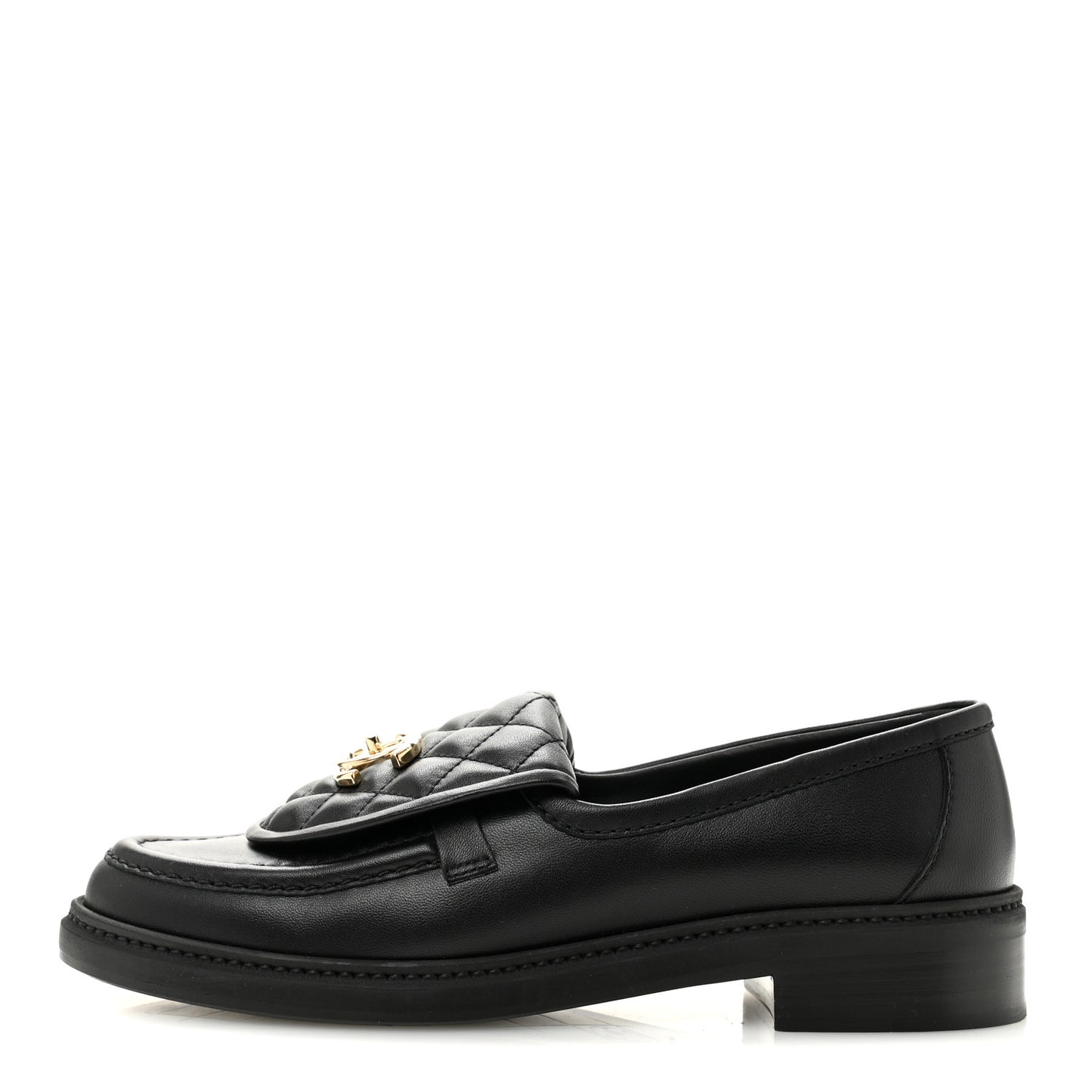 Lambskin Quilted CC Turnlock Loafers 38 Black